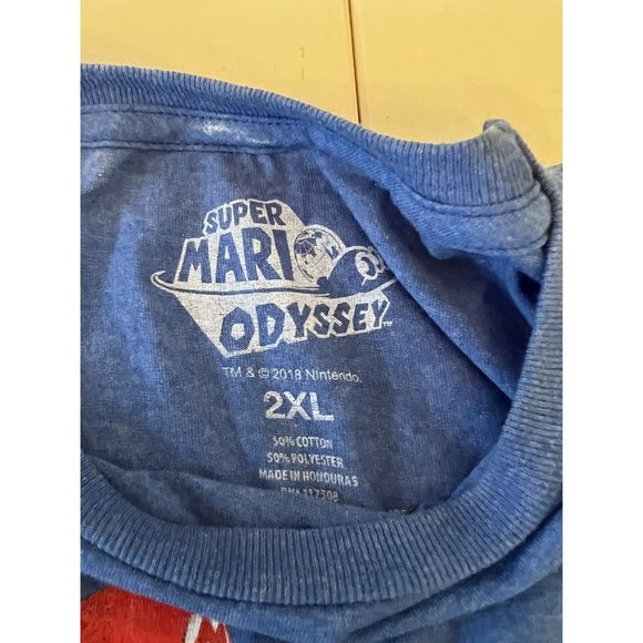 Super Mario Odyssey Men's Nintendo Blue Graphic Short Sleeve T-shirt Size 2XL - Picture 3 of 6